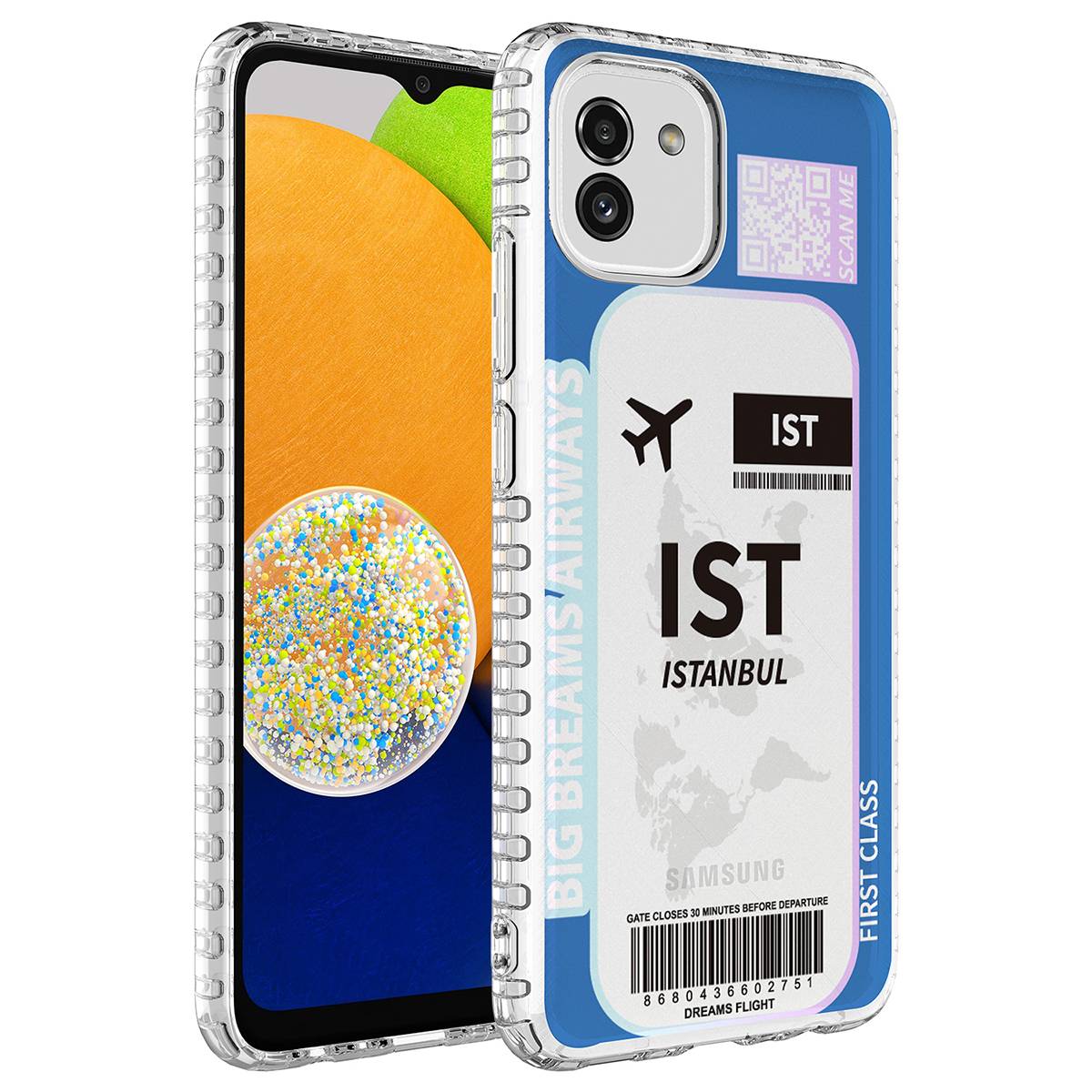 Galaxy A04 Airbag Kenarlı Renkli Desenli Silikon Zore Elegans Kapak