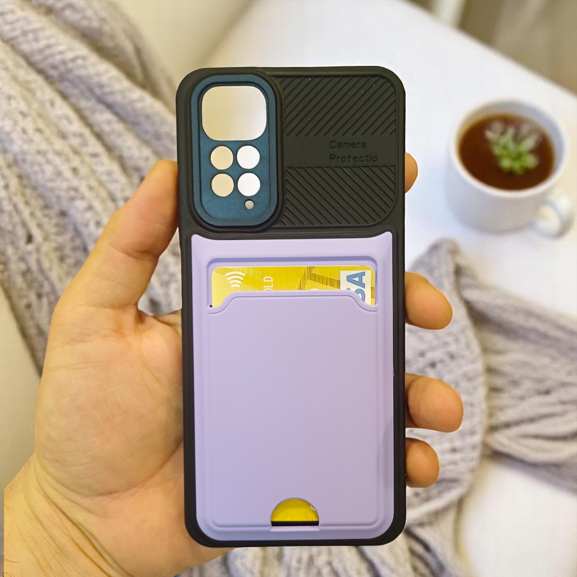 Xiaomi Redmi Note 11 4G Uyumlu Kamera Korumalı Kartlıklı Kılıf(Çıkarılabilir Kamera Koruma)
