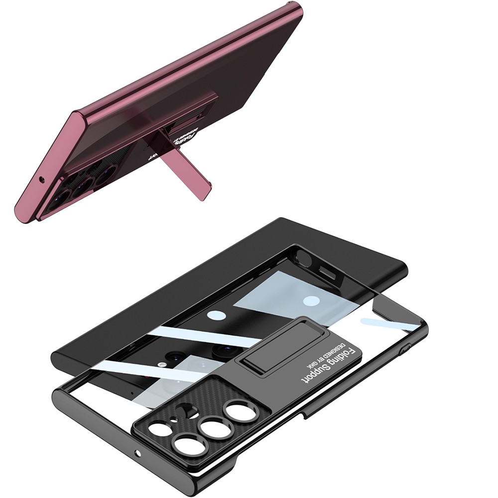 Galaxy S23 Ultra Kamera Korumalı Şeffaf Tasarımlı Zore Lego Standlı