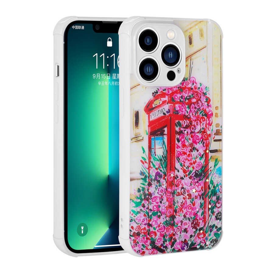 Shiny Zore Popy Case with Glitter Pattern and Camera Protection Compatible with iPhone 13 Pro