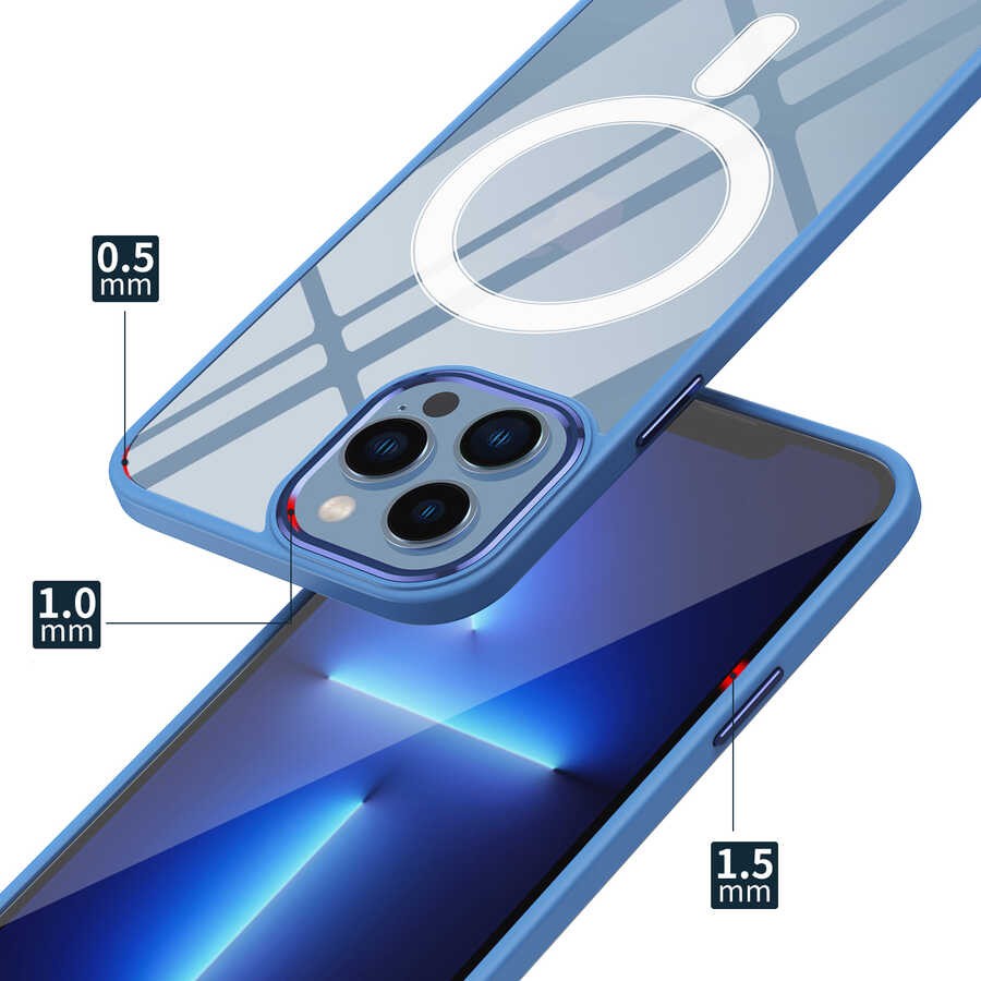 iPhone 14 Kılıf Wireless Şarj Özellikli Zore Krom Magsafe Silikon Kılıf