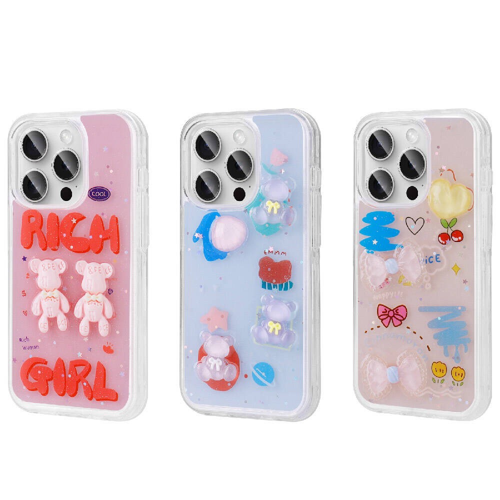 iPhone 15 Pro Kabartma Figürlü Parlak Zore Minimini Silikon