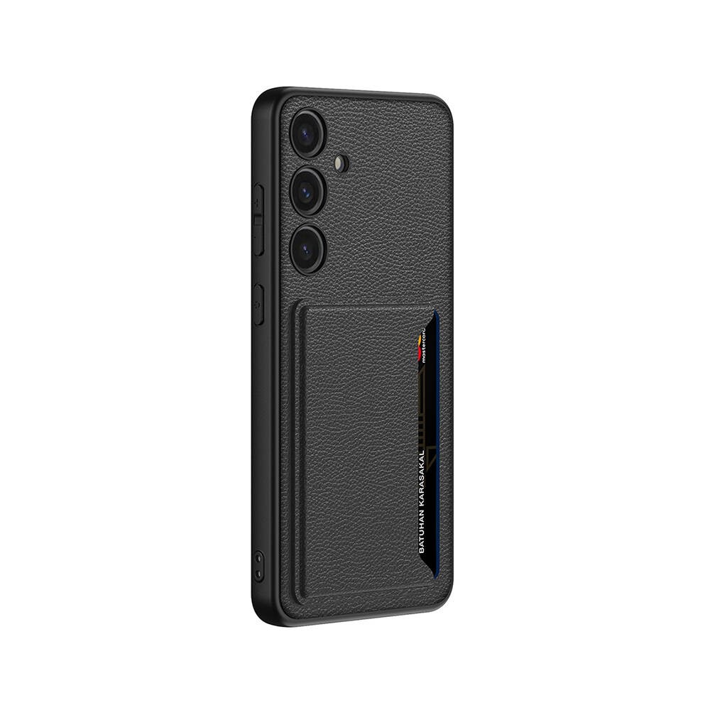 Galaxy S24 Suni Deri Arka Yüzey Zore Kartlıklı Kıpta Silikon