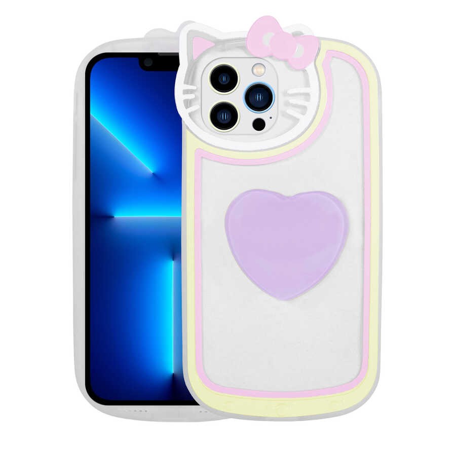 iPhone 12 Pro Kedi Figürlü Transparan Pop Soketli Zore Ritmik