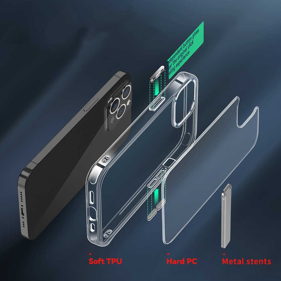 iPhone 14 Pro Max Standlı Şeffaf Silikon Zore L-Stand