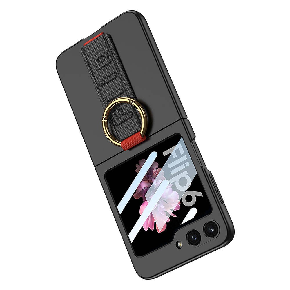 Galaxy Z Flip 6 Kamera Korumalı Yüzüklü Karbon Tasarımlı Zore Flip Ring Kıpta