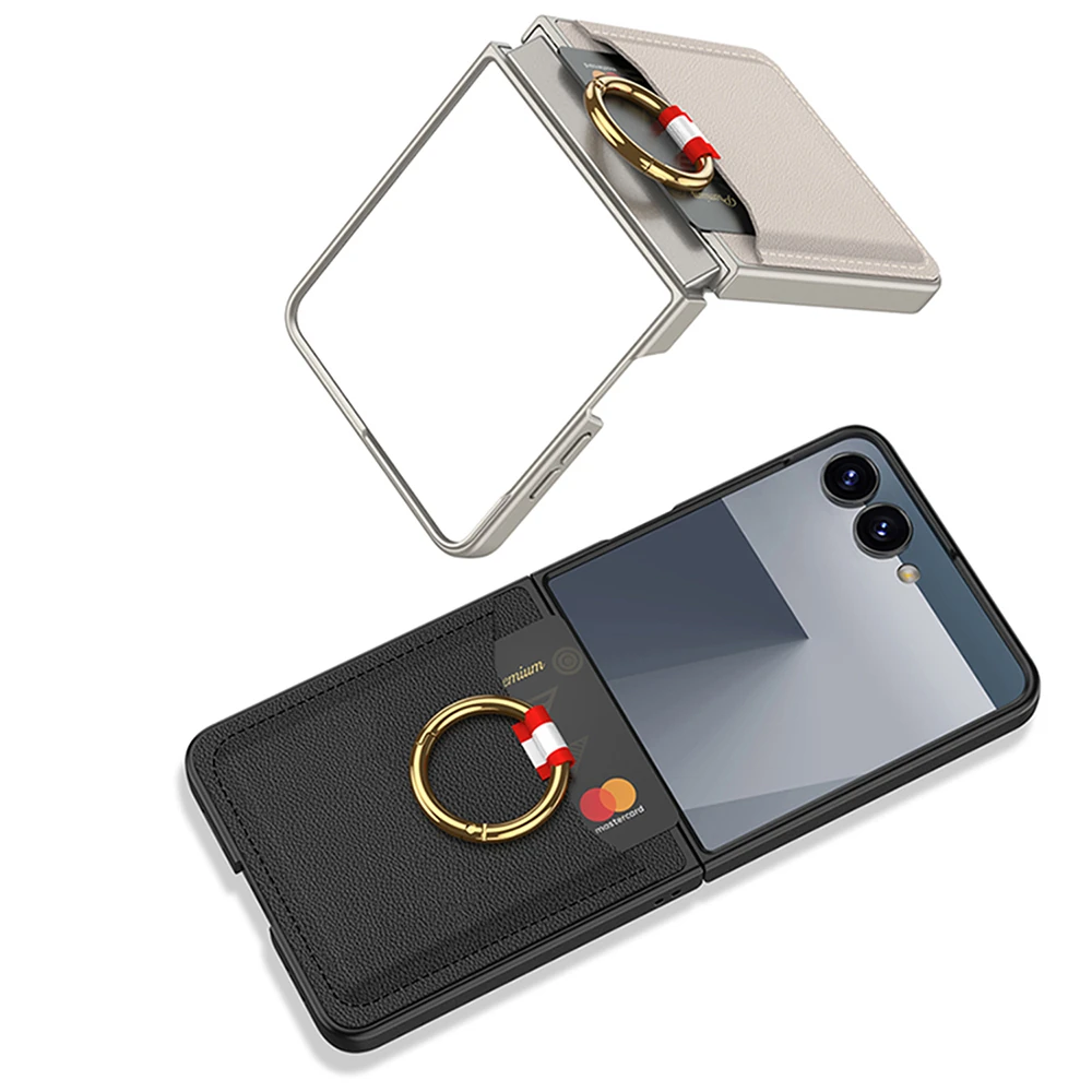 Galaxy Z Flip 7 Zore Kıpta Yüzüklü Kartlıklı Kapak