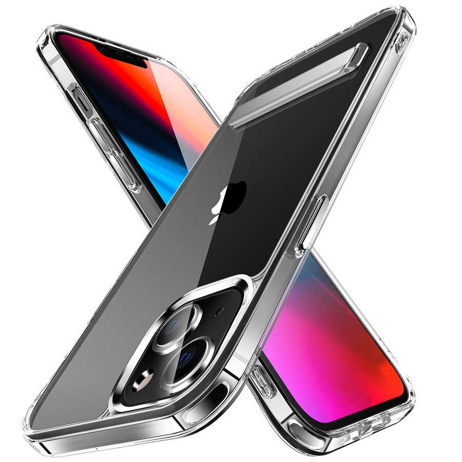 iPhone 14 Standlı Şeffaf Silikon Zore L-Stand