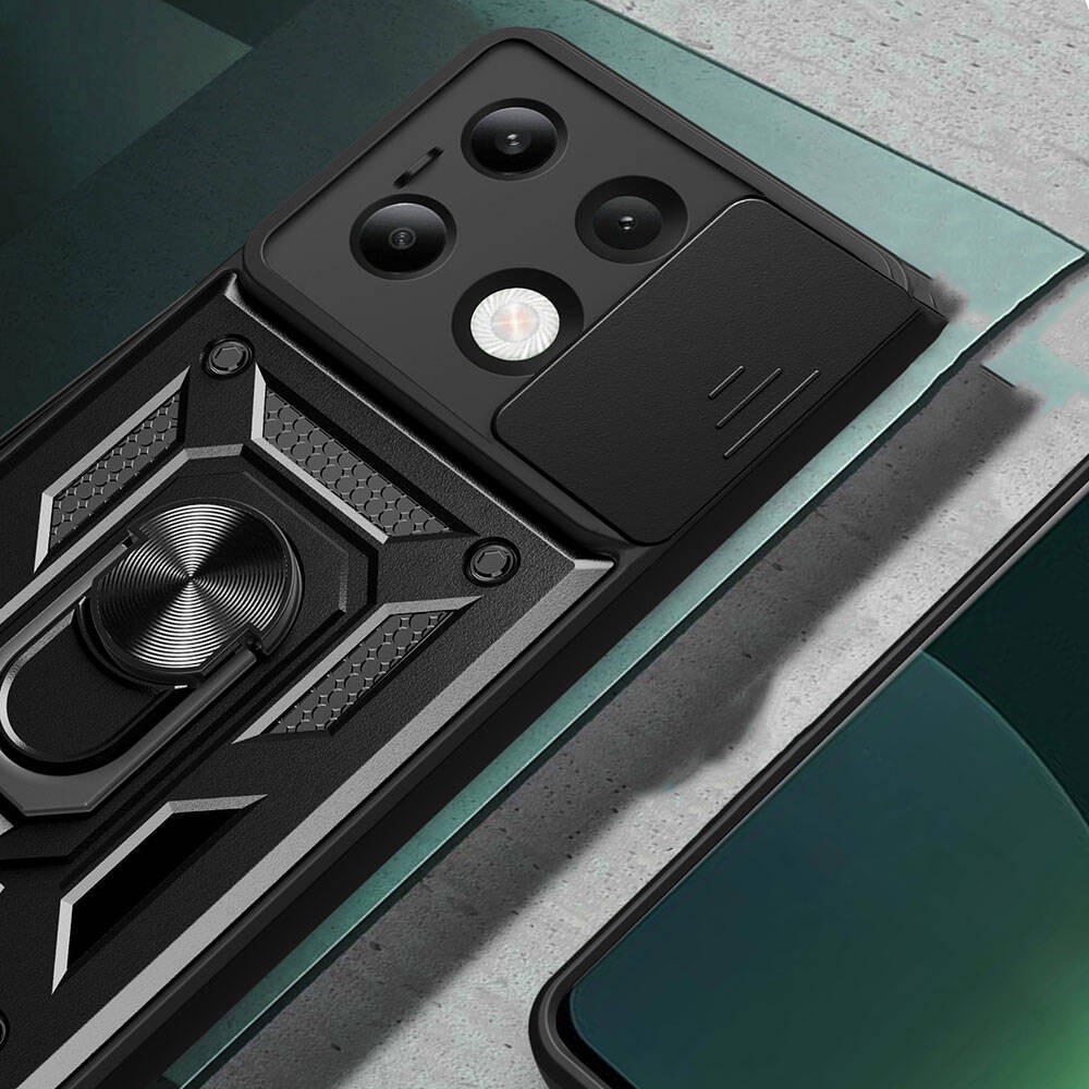 Xiaomi Redmi Note 13 4G Kılıf Magnetik Standlı Kamera Korumalı Zore Sürgülü Vega Kılıf