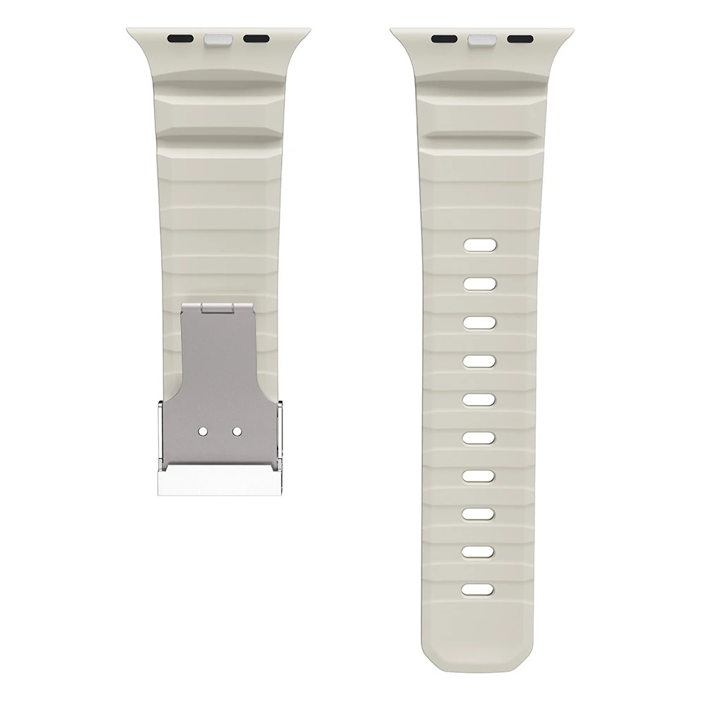 Apple Watch 7 45mm Zore KRD-145 Metal Tokalı Silikon Kordon