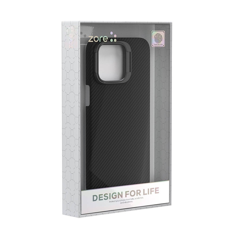 iPhone 15 Pro Magsafe Şarj Özellikli 600D Kevlar Zore Krek Karbon Standlı