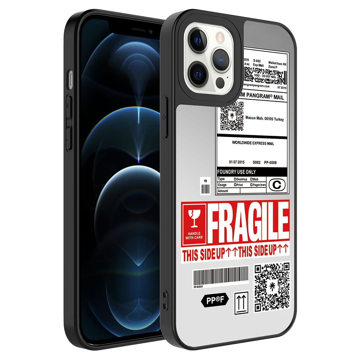 Shiny Rona Mirror Case with Mirrored Pattern and Camera Protection Compatible with iPhone 12 Pro