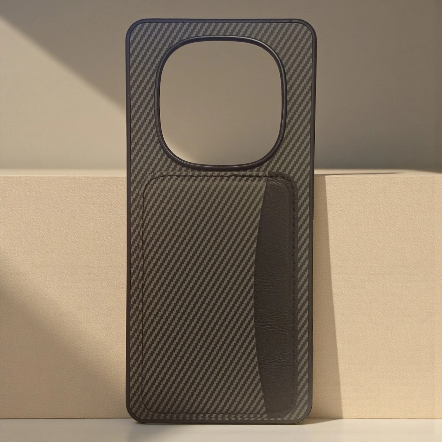 Xiaomi Redmi Note 14 Pro 4G Uyumlu Rona MagCarbon Fiber Doku Manyetik Kılıf + Kartlık Cüzdan