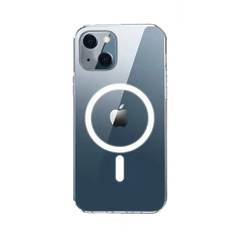 iPhone 13 Uyumlu Zebana Şeffaf Magsafe Silikon Kılıf (Kablosuz Şarj Destekli-Şeffaf)