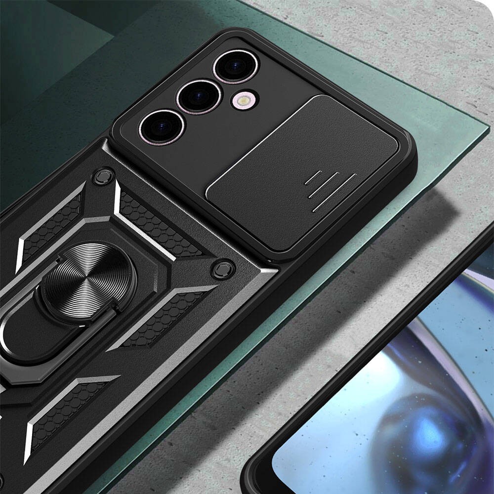 Galaxy A24 Kılıf Magnetik Standlı Kamera Korumalı Zore Sürgülü Vega Kılıf