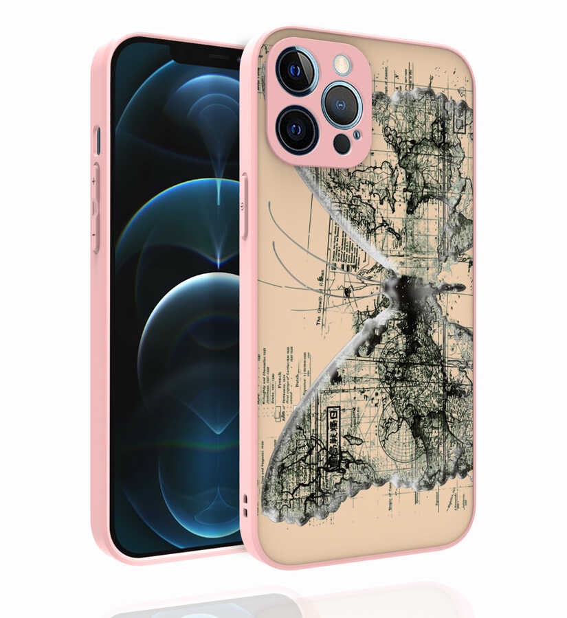 iPhone 12 Pro Max Desenli Kamera Korumalı Parlak Zore Nora Kapak