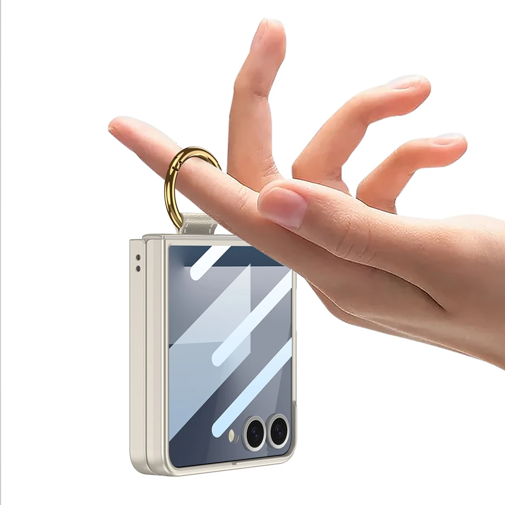 Galaxy Z Flip 7 Kılıf M-safe Şarj Özellikli Zore Kıpta Yüzüklü Flip Sert Kapak