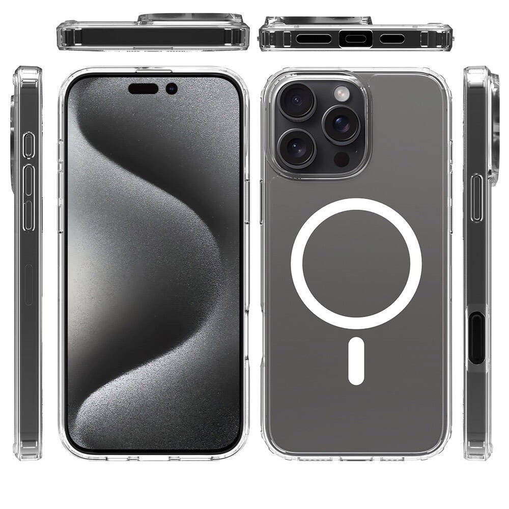 iPhone 16 Pro Max Magsafe Şarj Özellikli Şeffaf Sert PC Zore Embos