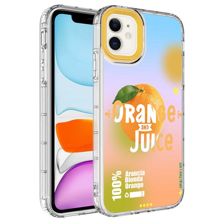 iPhone 12 Kamera Korumalı Renkli Desenli Sert Silikon Zore Korn Kılıf