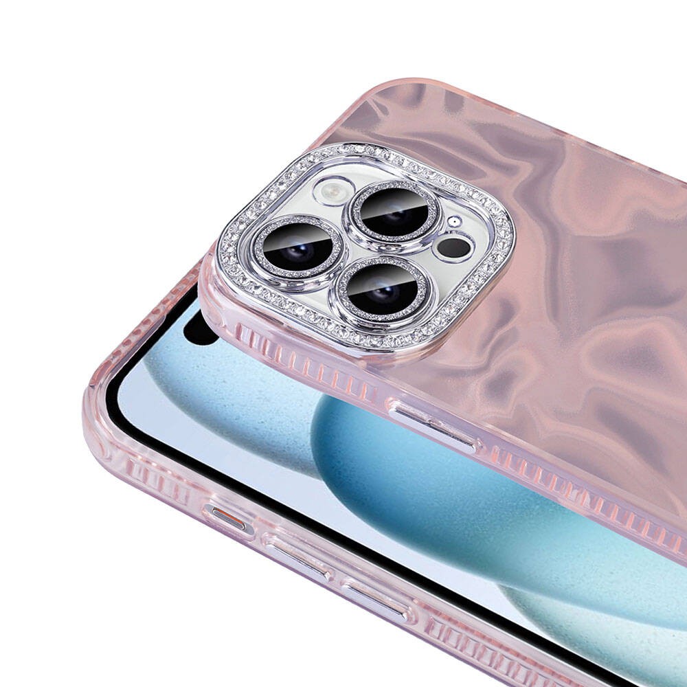 iPhone 15 Pro Case with Airbag Shiny Stone Detail Designed Rona Stone Cover