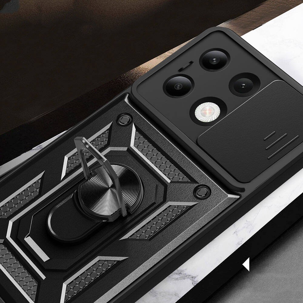 Xiaomi Redmi Note 13 4G Kılıf Magnetik Standlı Kamera Korumalı Zore Sürgülü Vega Kılıf