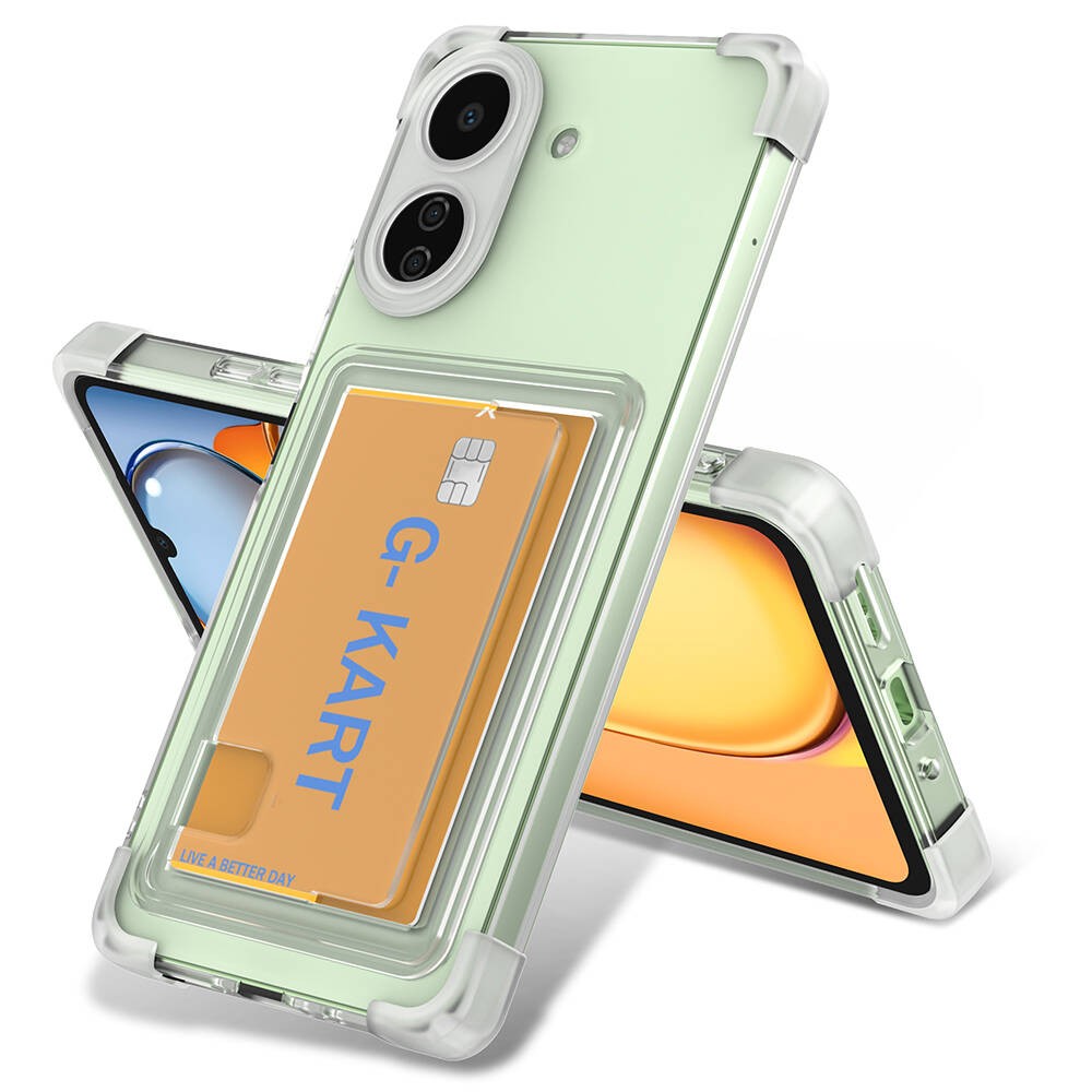 Xiaomi Redmi 13C Kılıf Airbag Tasarımlı Şeffaf Kartlıklı Zore G-Kart Kılıf