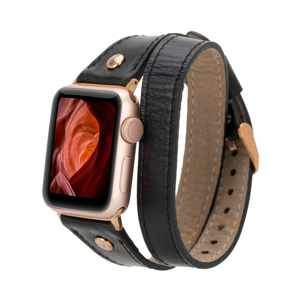 Apple Watch Uyumlu Deri Kordon 42-44-45mm DT RG RST1