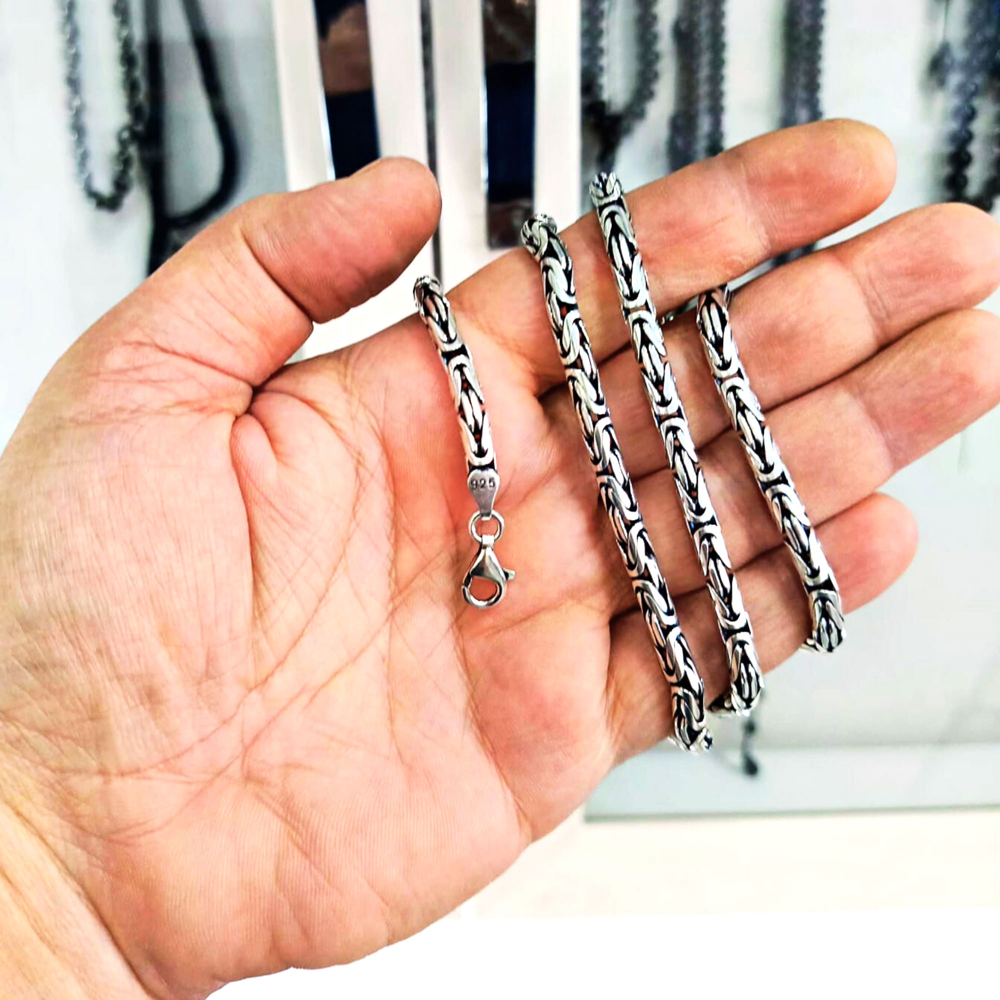 925 Ayar Gümüş Kral Kolye 2 mm 3 mm 4 mm 4,5 mm 5 mm 6 mm - 5 mm