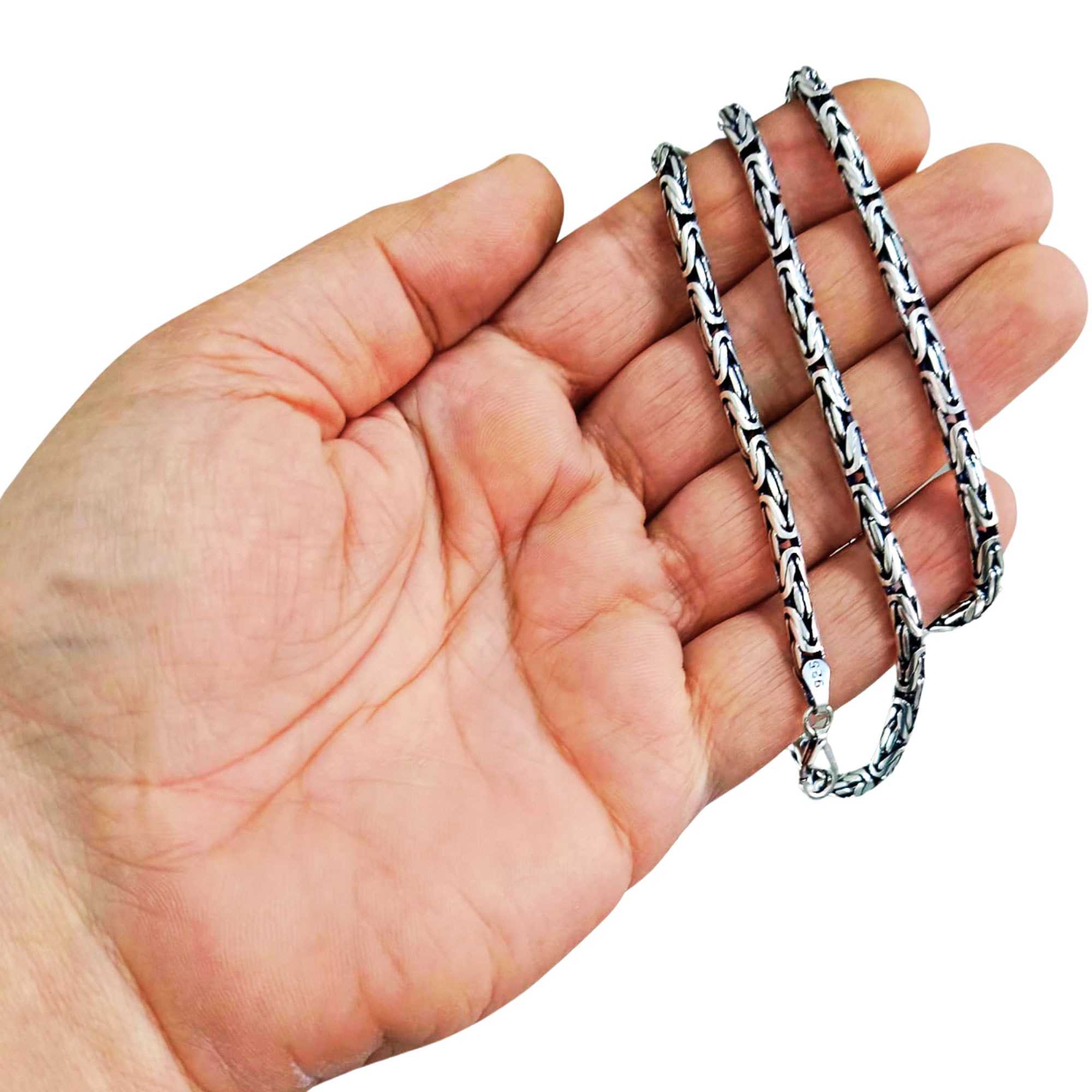 925 Ayar Gümüş Kral Kolye 2 mm 3 mm 4 mm 4,5 mm 5 mm 6 mm - 4 mm