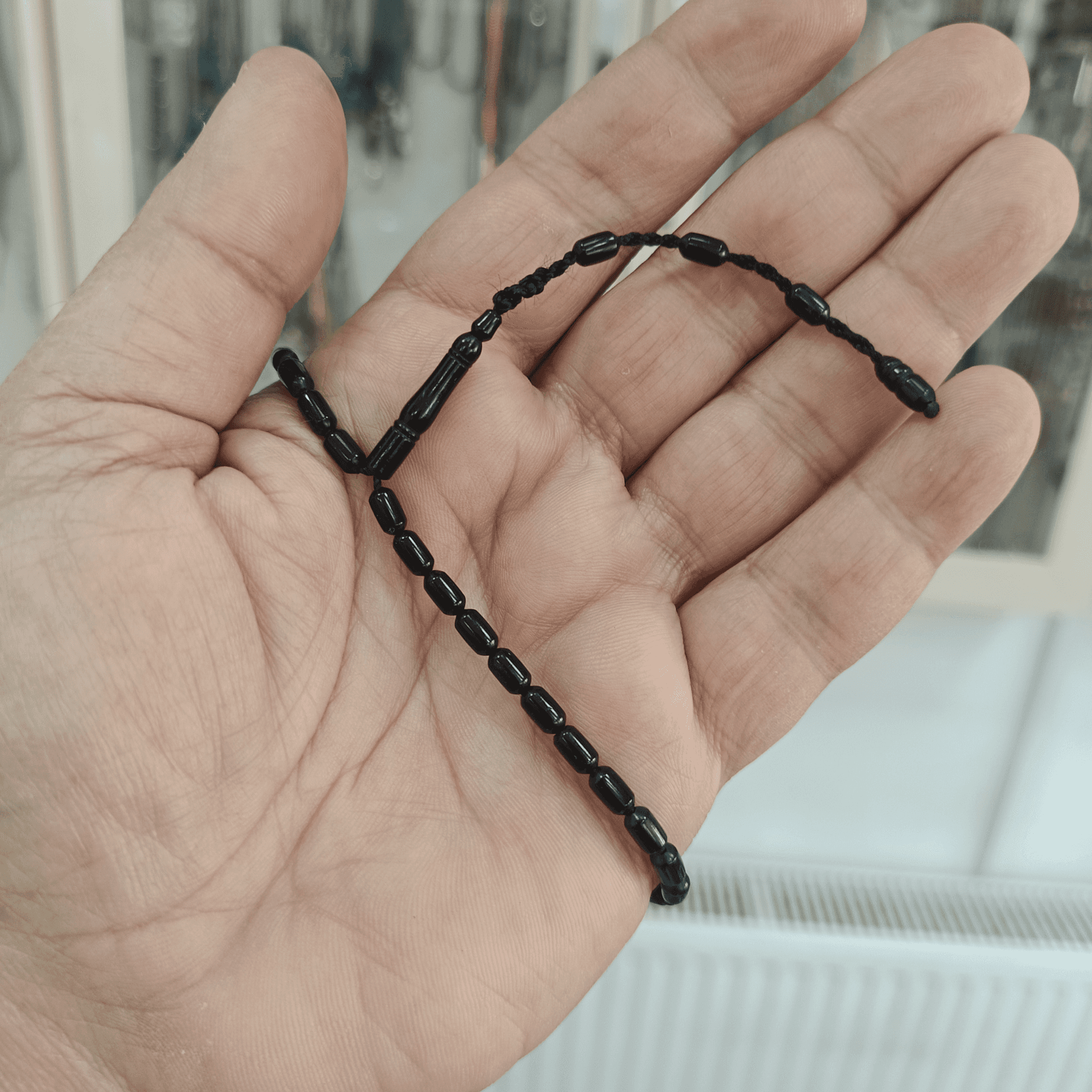 Kapsül Kesim Erzurum Oltu Taşı 4 Parmak Mini Tesbih 4 x 6,5 mm