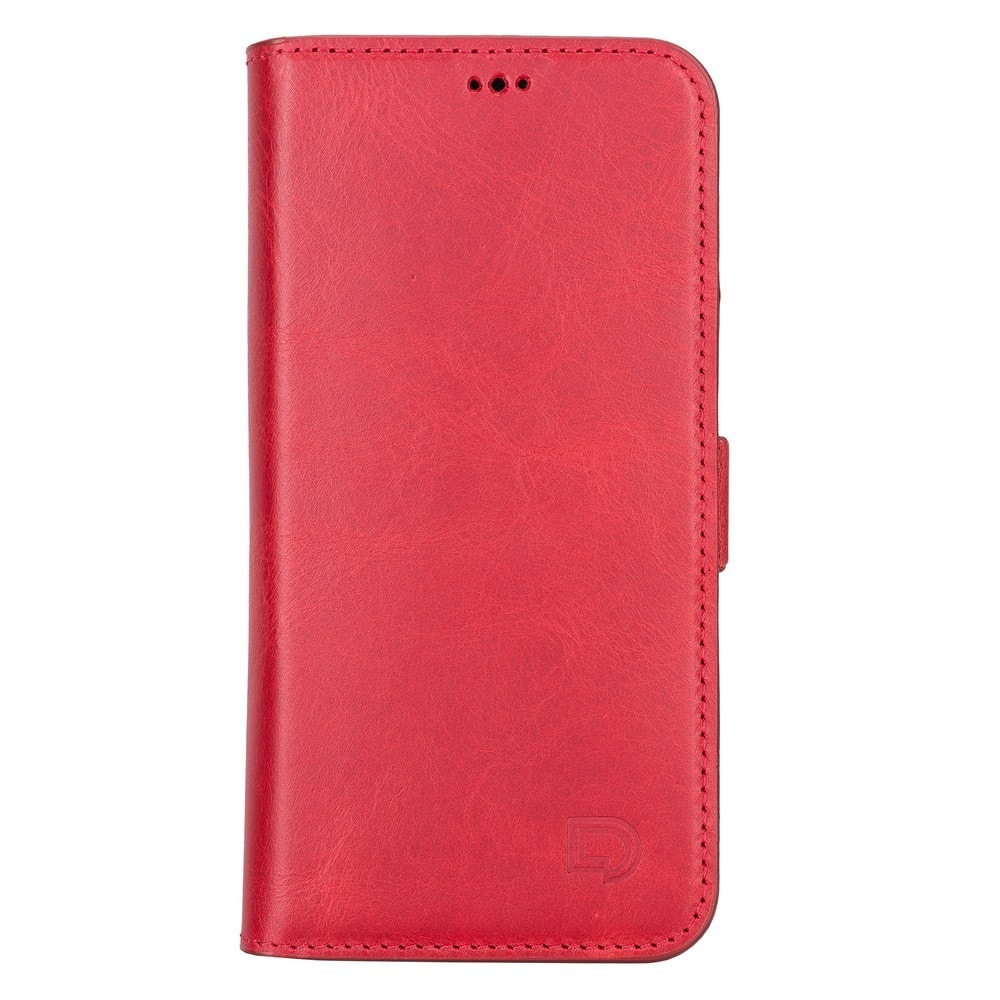 Apple iPhone 13 Pro Uyumlu Deri Cüzdanlı Kılıf Nar Çiçeği