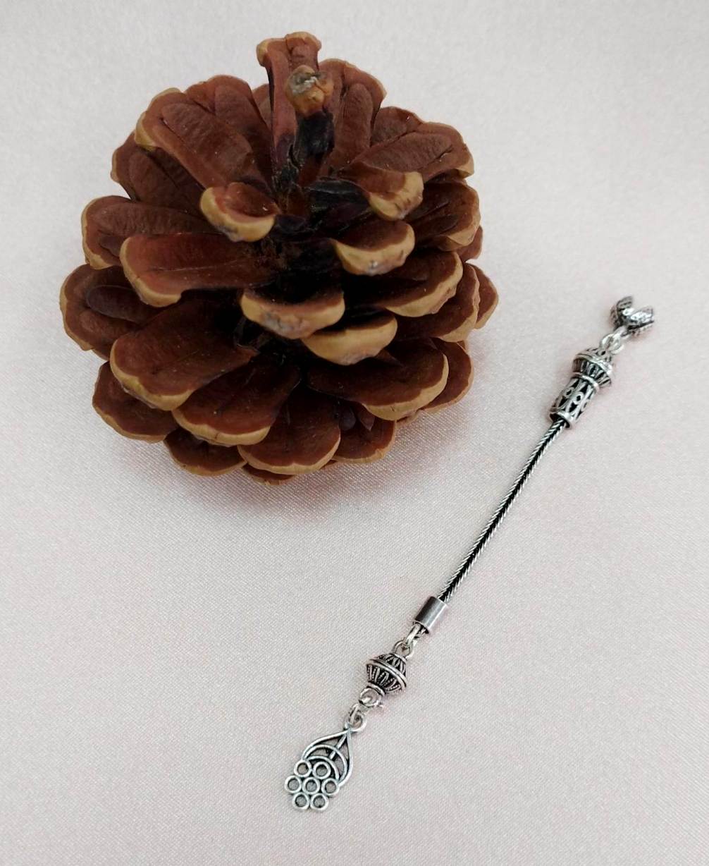 Tek Dal 925 Ayar Gümüş Tesbih Püskülü 8,5 cm