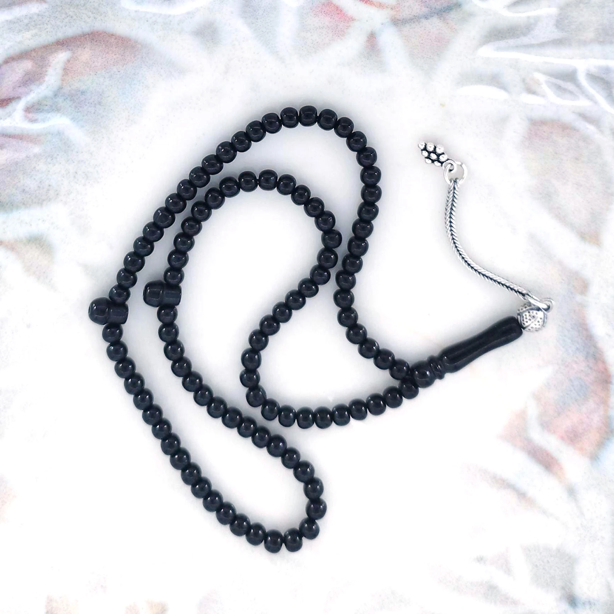 99 luk Mini Oltu 925 Ayar Gümüş Tasarım Namaz Dua Zikir Tesbihi