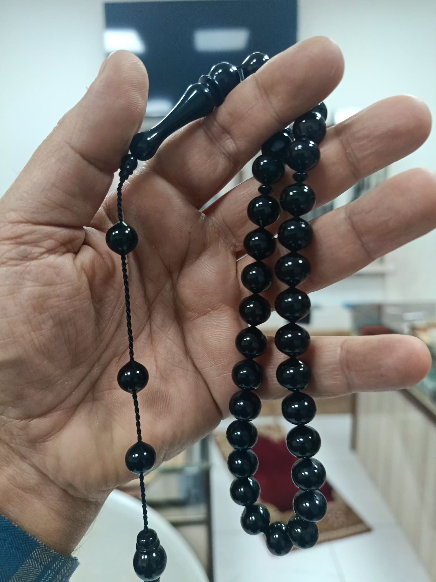 Şalgami Kesim Erzurum Oltu Taşı Tesbih Sistemli Kumpaslı Usta İşçilik 10,5 mm