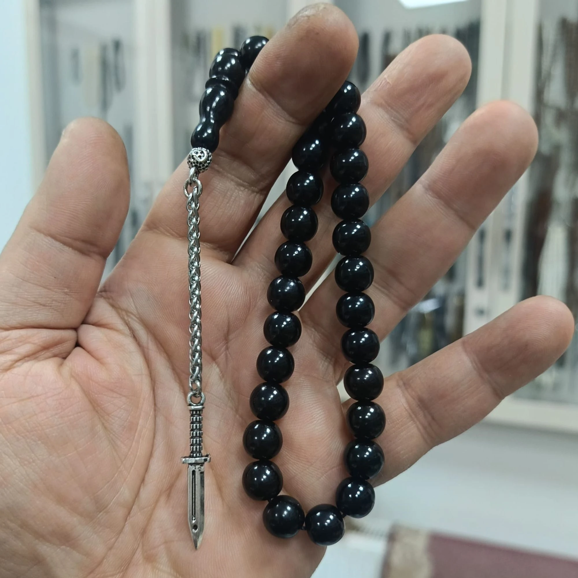 Kasatura Püsküllü Gürcistan Oltu Taşı Tesbih 9 mm