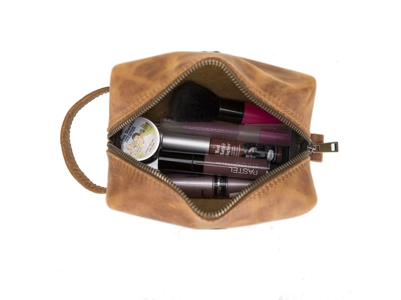 Deri Bakım Ve Seyahat Çantası, L Beden, G19 Taba