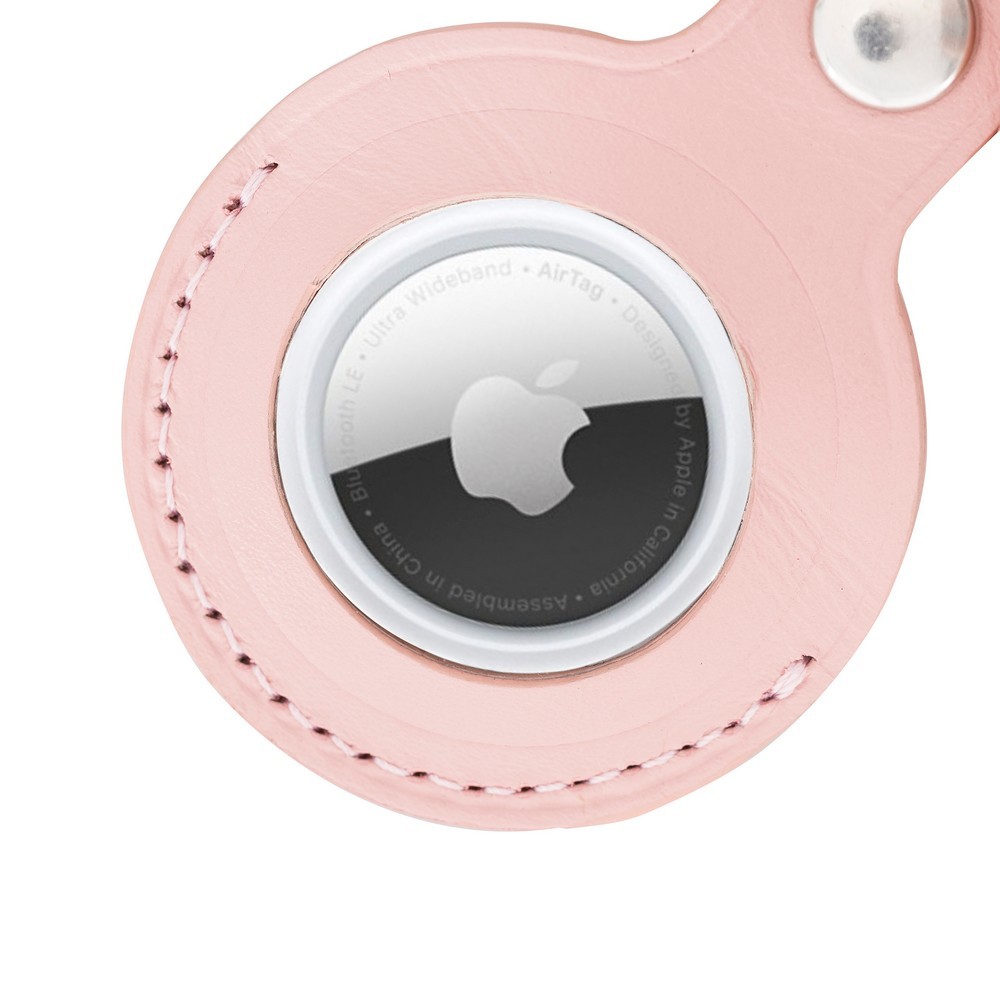 Apple AirTag Uyumlu Deri Anahtarlık, NU2 Pembe