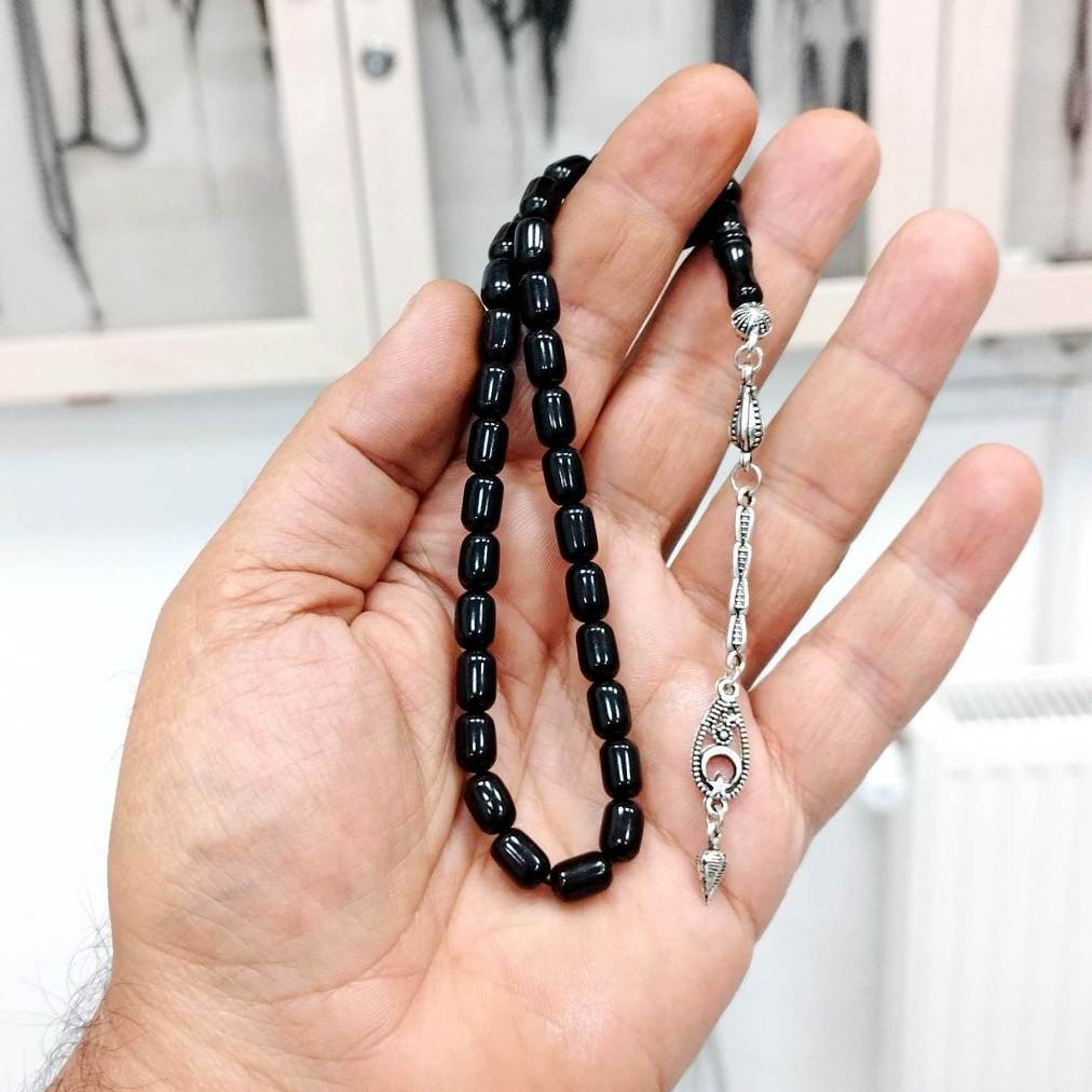Kapsül Kesim Gürcistan Oltu Taşı Tesbih 6 x 9 mm