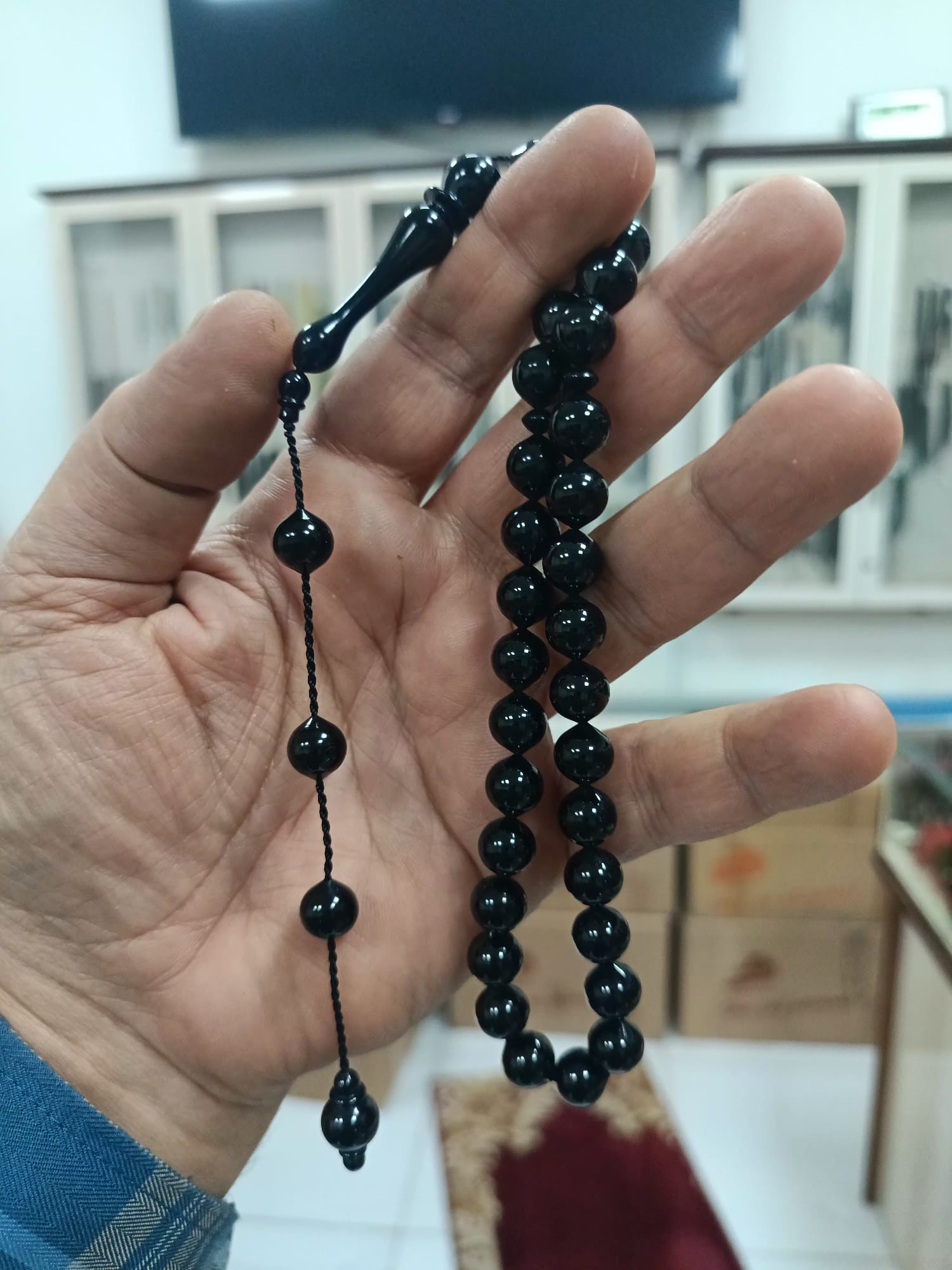 Şalgami Kesim Erzurum Oltu Taşı Tesbih Sistemli Kumpaslı Usta İşçilik 10 mm