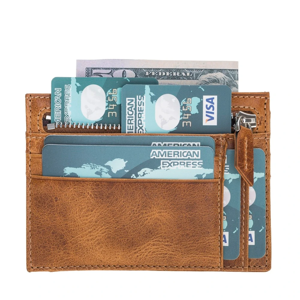 Zip Deri Fermuarlı Kartlık ZPCH V18 Taba