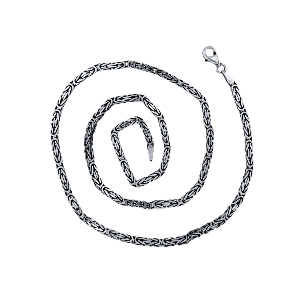 925 Ayar Gümüş Kare Kral Kolye 3 mm