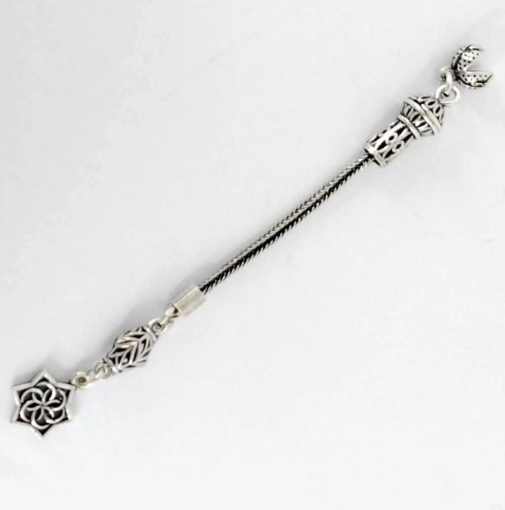 Tek Dal 925 Ayar Gümüş Tesbih Püskülü 8,5 cm