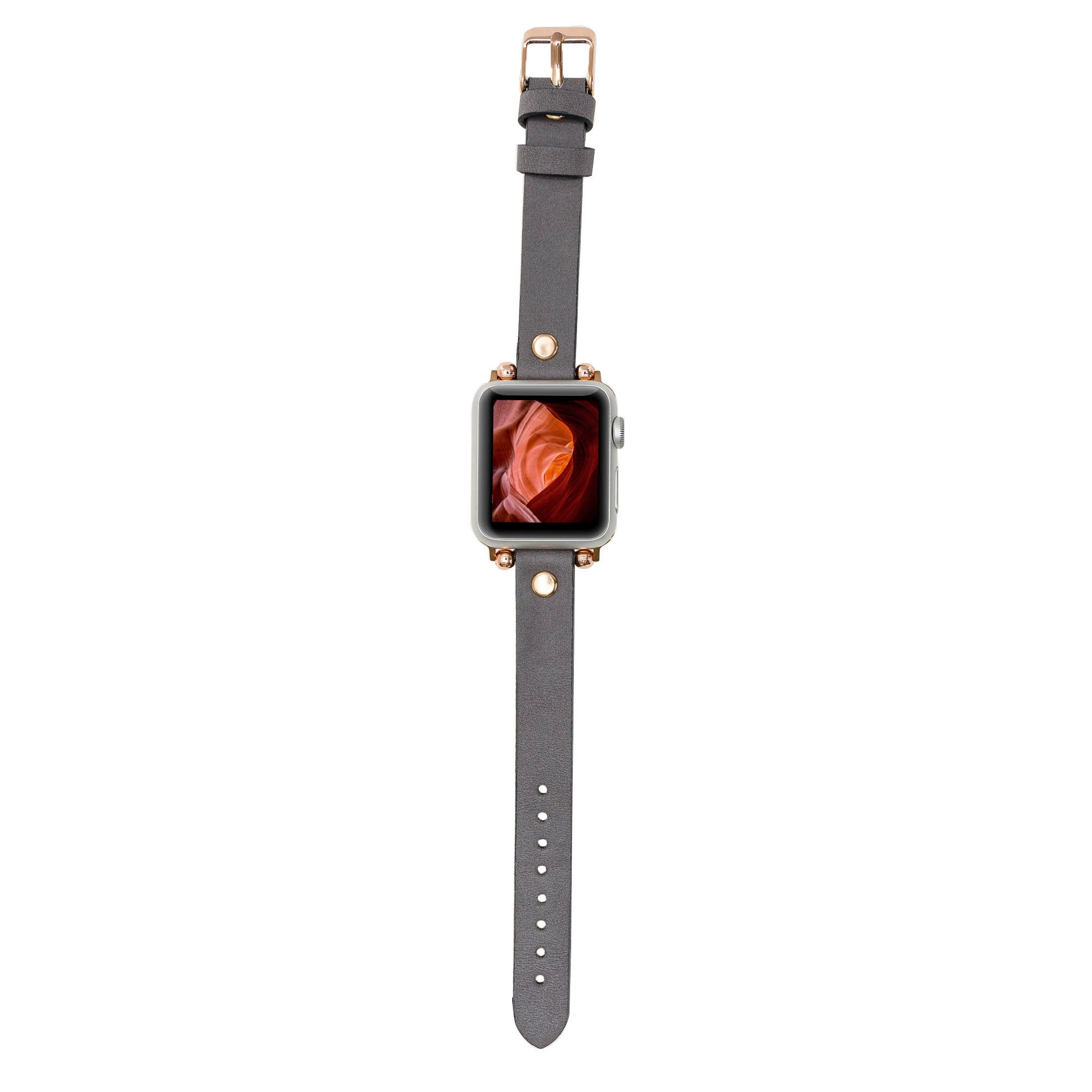 Apple Watch Uyumlu Deri Kordon 38-40-41mm GT RST9 Gri