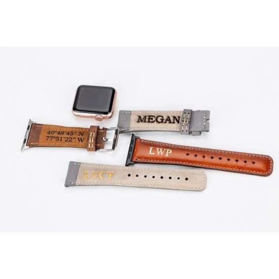 Apple Watch Uyumlu Deri Kordon 42-44-45mm NM3-AS3 Kahve