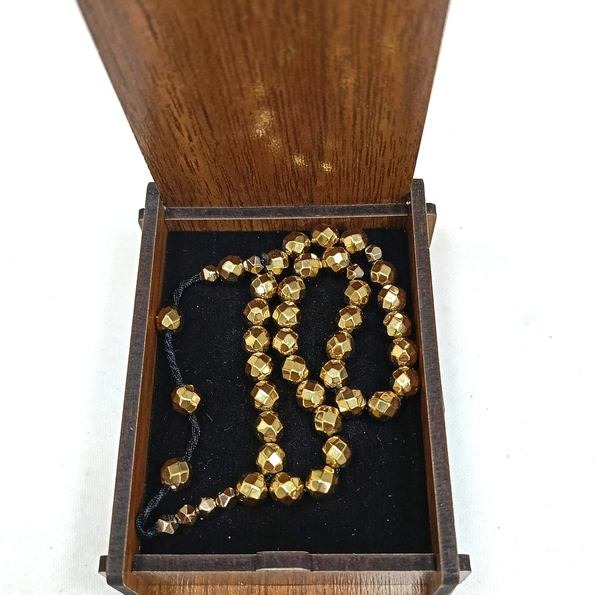 Bilek Boy Fasetalı Küre Kesim Altın Renk Hematit Taşı Tesbih 6 mm