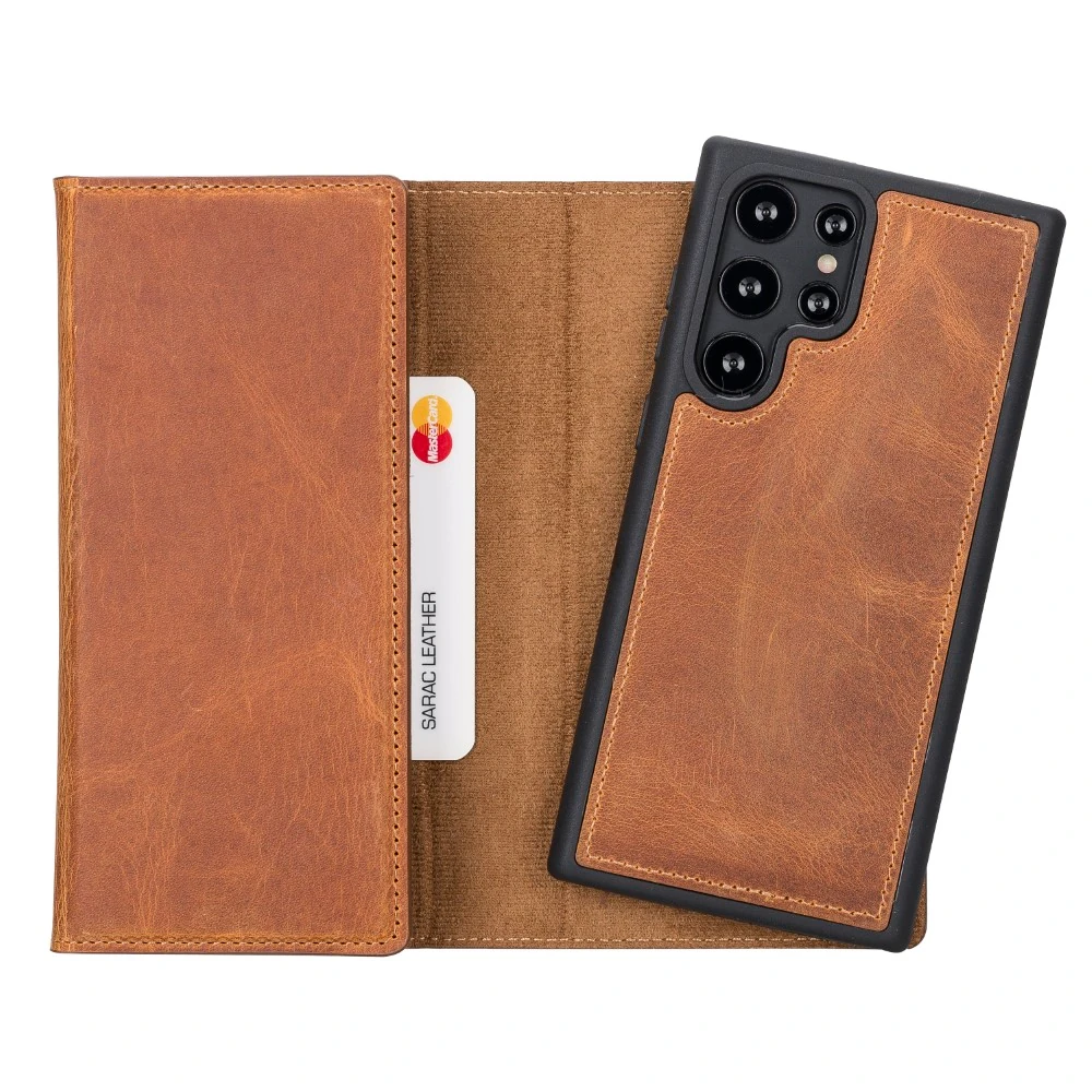 Samsung Galaxy S22 Ultra Uyumlu Deri Cüzdanlı Kılıf Santa G19