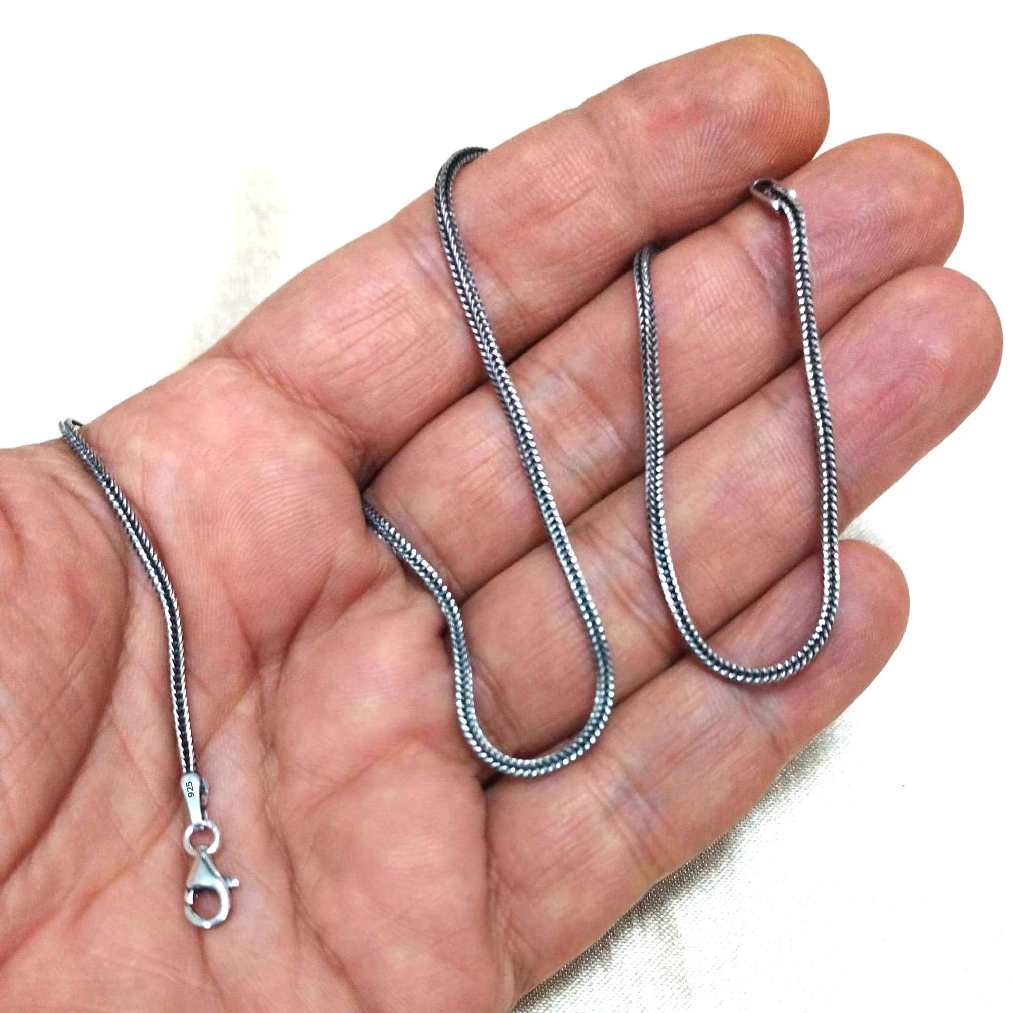 Unisex 925 Ayar Gümüş Zincir Tilki Kuyuruğu 40 - 75 cm