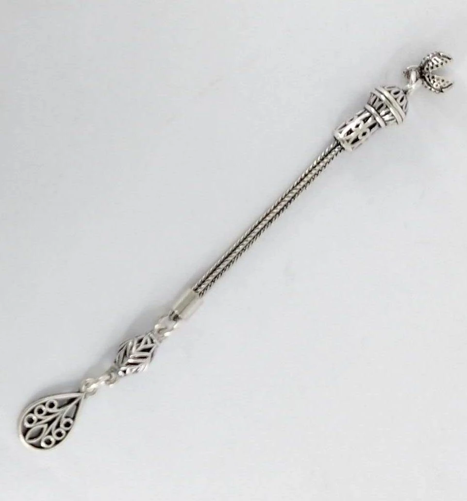 Tek Dal 925 Ayar Gümüş Tesbih Püskülü 8,5 cm