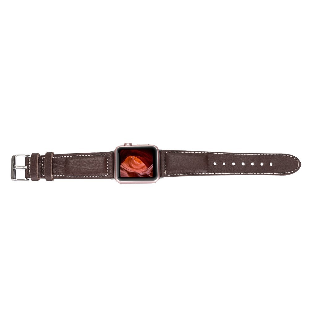 Apple Watch Uyumlu Deri Kordon 42-44-45mm NM4-AS4 Kahve