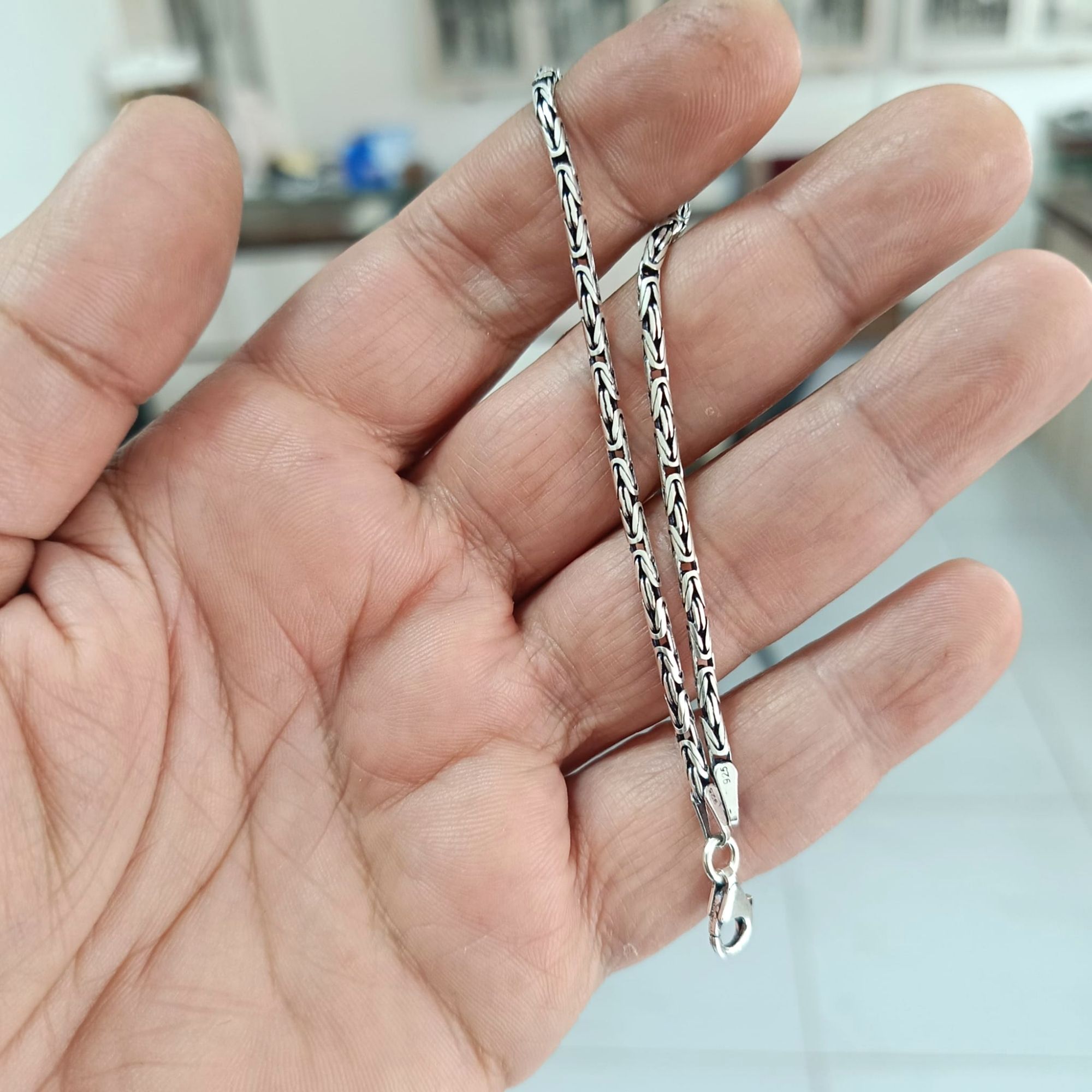 925 Ayar Gümüş Yuvarlak Kral Bileklik 2,5 mm